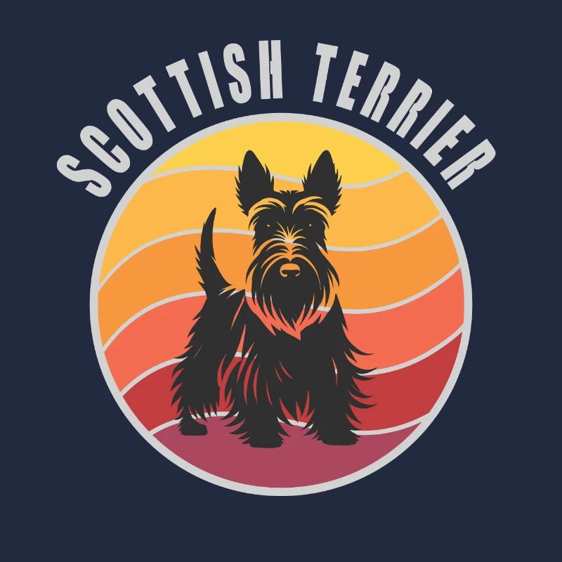 Vintage Scottish Terrier Sunset
