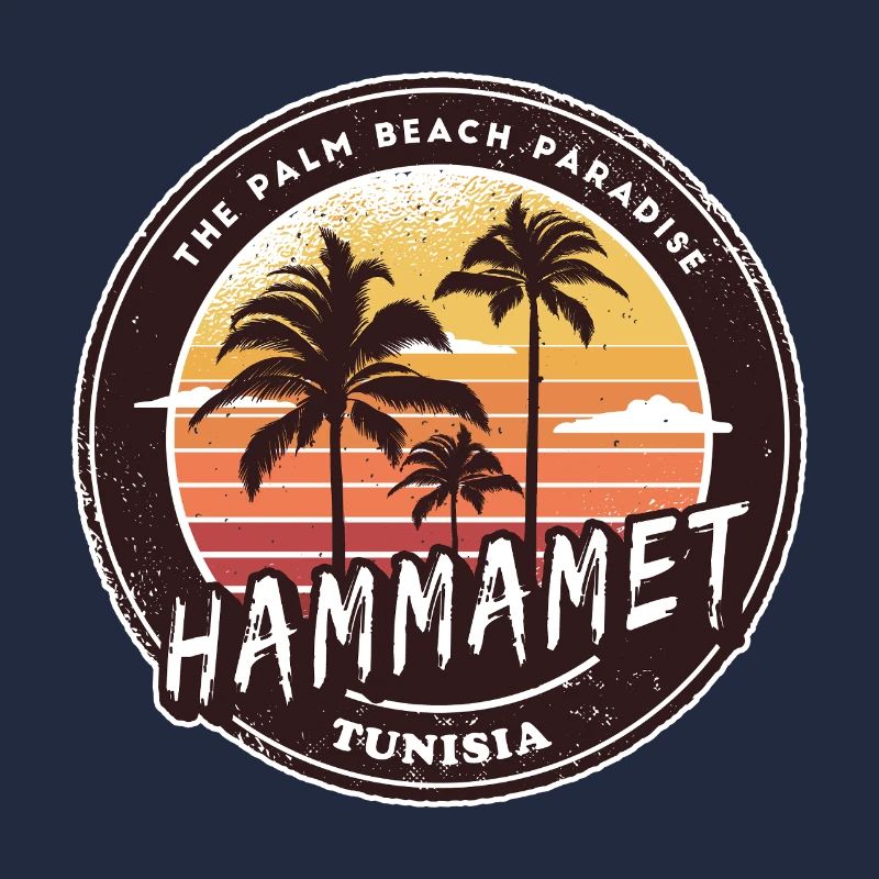 Hammamet Palm Trees Vintage Design