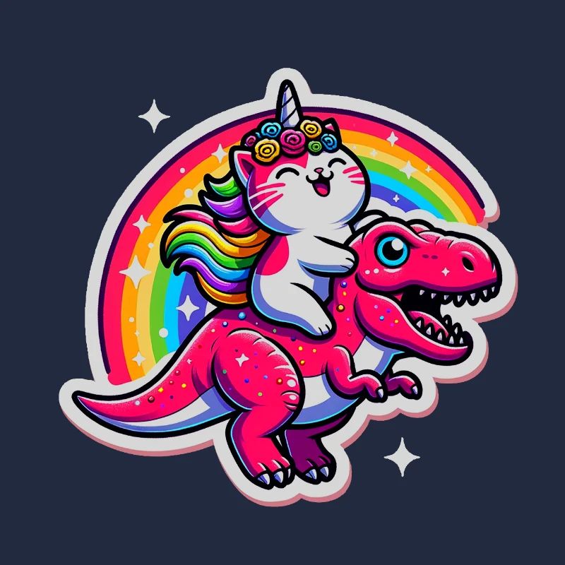 Buntes Einhorn T-Rex Fusion Illustration