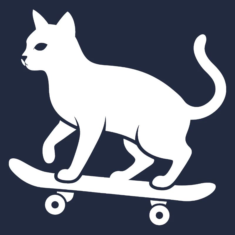Cool Cat Skateboarder Silhouette Minimalist