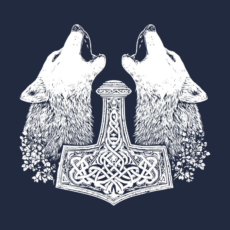 Norse Wolf Thor Hammer Viking