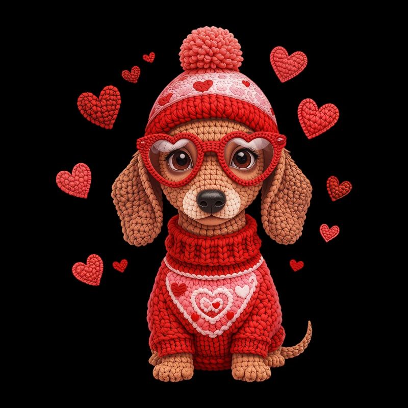 Dackel Liebe Valentinstag Herzmotiv