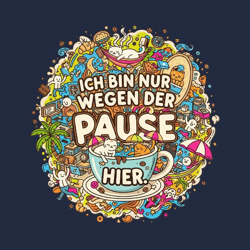 Ich bin nur wegen der Pause hier | Kaffee Doodle