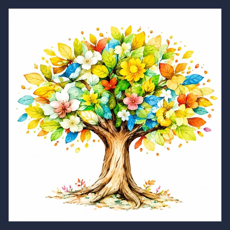 Arbre coloré avec feuillage fleuri