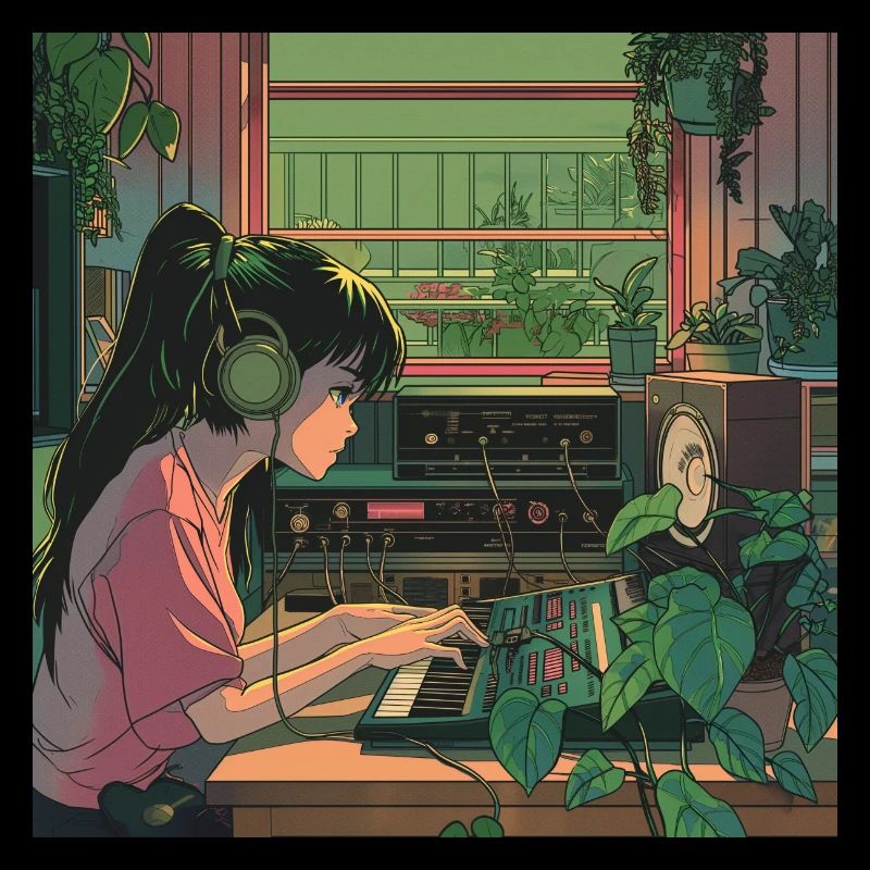 Plantes et musique - Impression de mode de haute qualité
