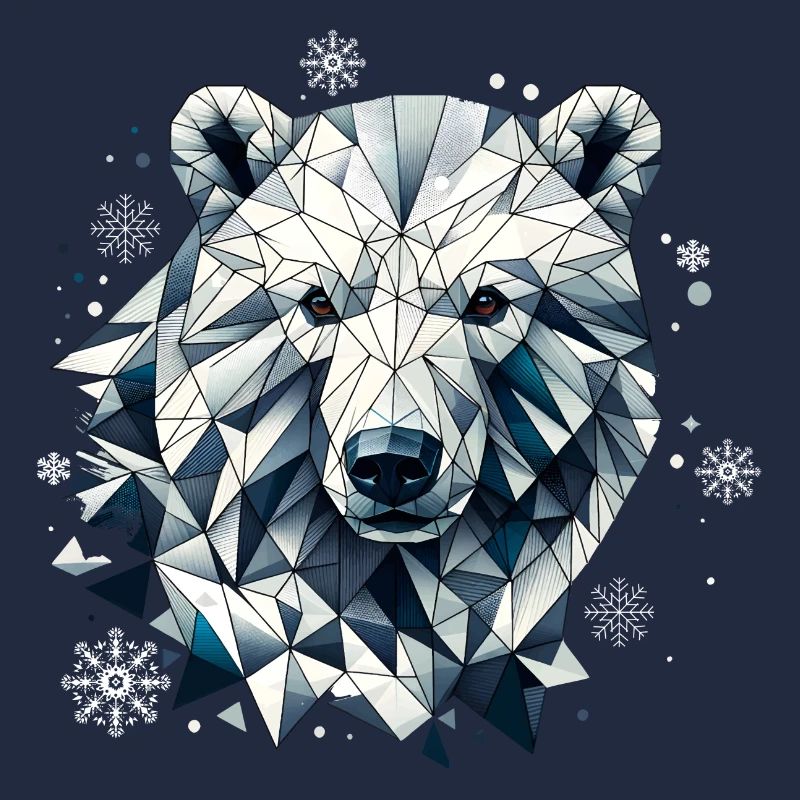 Geometric Polar Bear Head - Polygons Motif