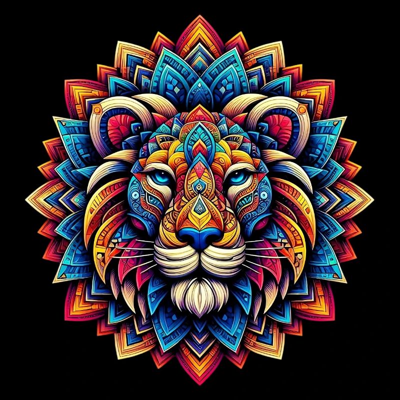 Lion decorated with Mandalas