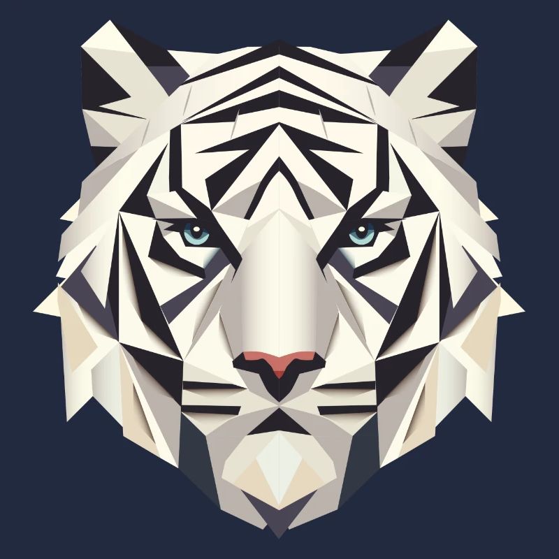 Geometric White Tiger – Strength and Elegants