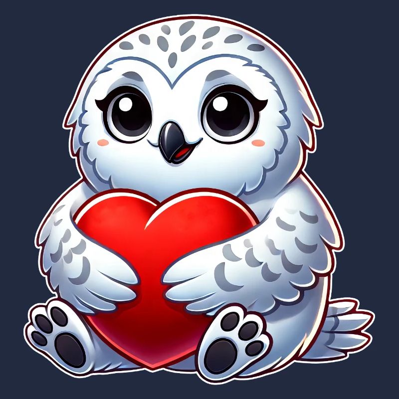 Herzige Schneeeule verliebt Valentinstag