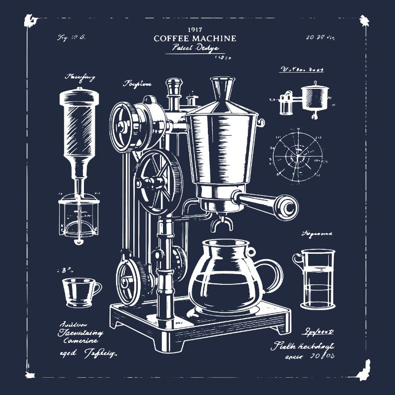 Retro-Espressomaschine-Blaupause