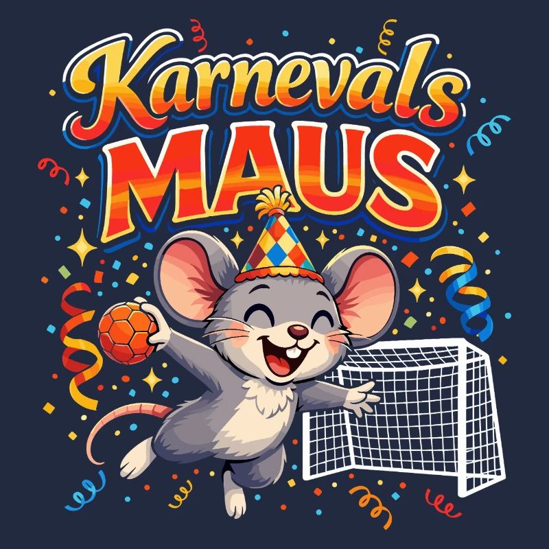 Karnevalsmaus Handball Geschenk Lustig Fasching