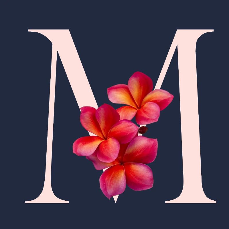 Monogramm M mit Pinker Blüte
