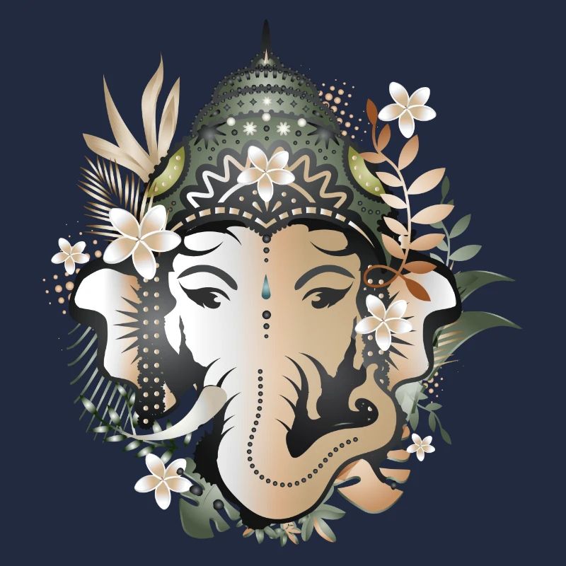 Le dieu éléphant Ganesha décoré de fleurs