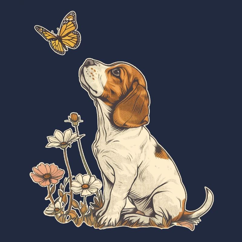 Beagle et papillon