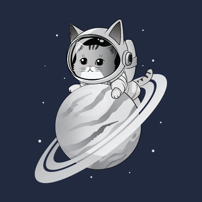 Weltraumkatze mit Planet