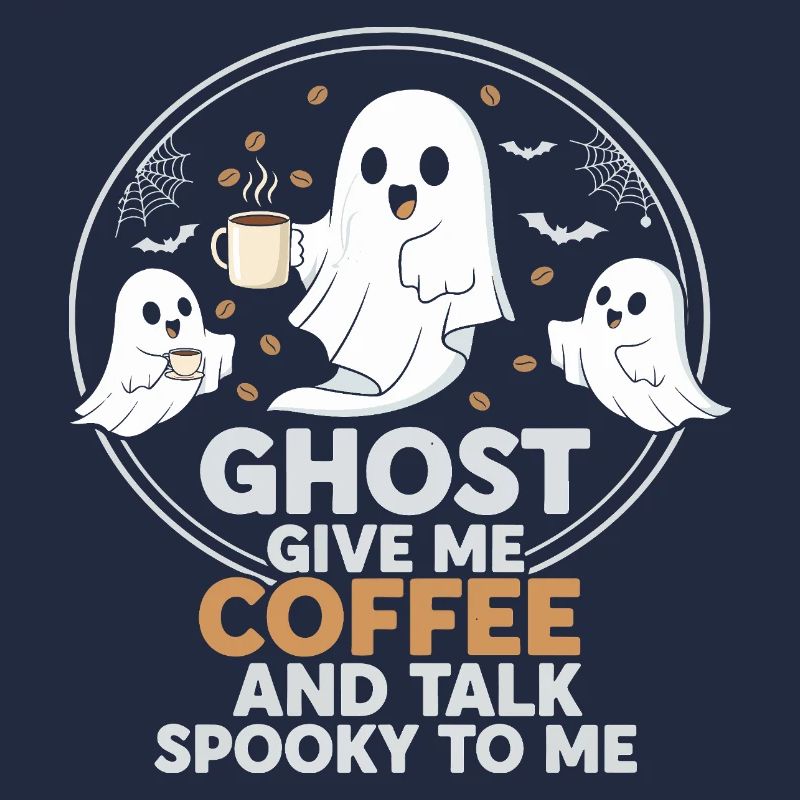 Spooky Ghost with Coffee and Chat Design
