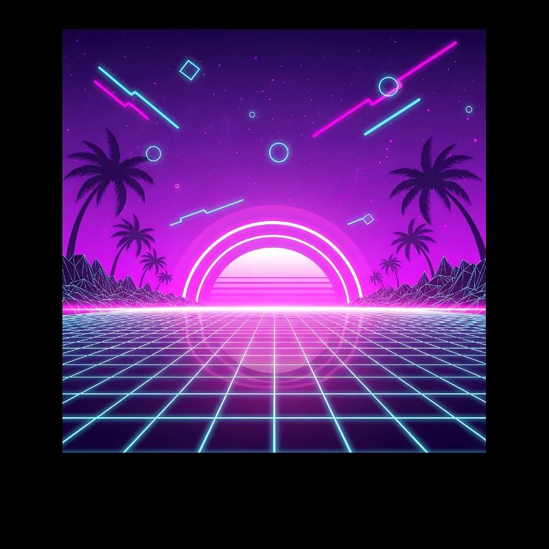 Neon Retro Sunset Grid