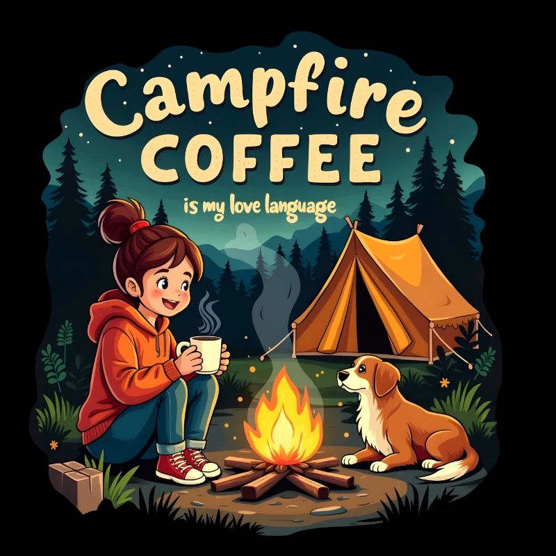 Campfire Coffee is my love language - Camping Dog