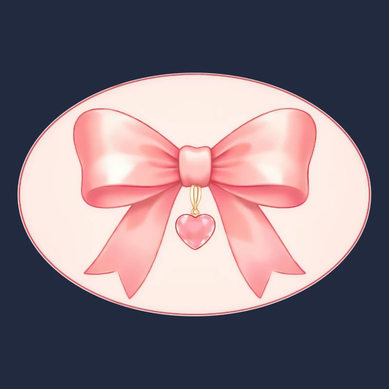 Nœud rose avec pendentif en forme de cœur Bichon & Bear Studio