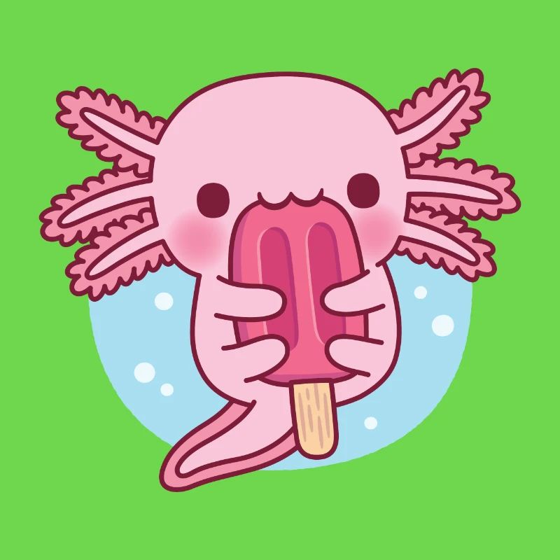Mignon Axolotl mangeant de la glace