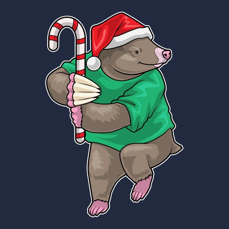 Mole Christmas candy cane