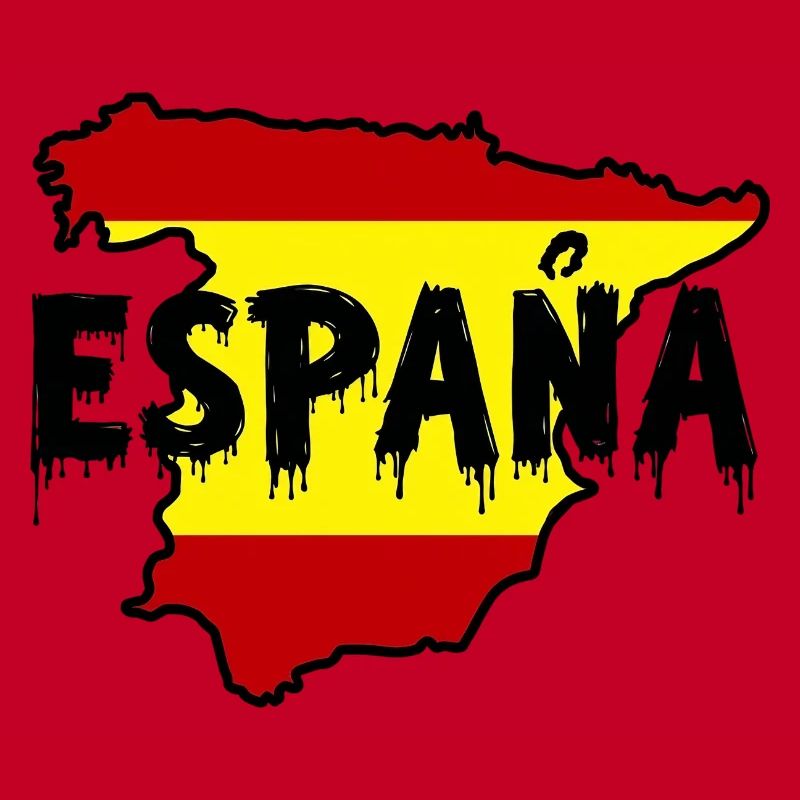 España Map with Dripping Text Design