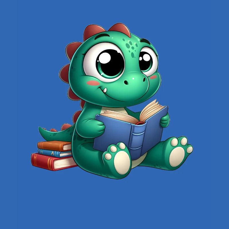 Dino liest ein Buch