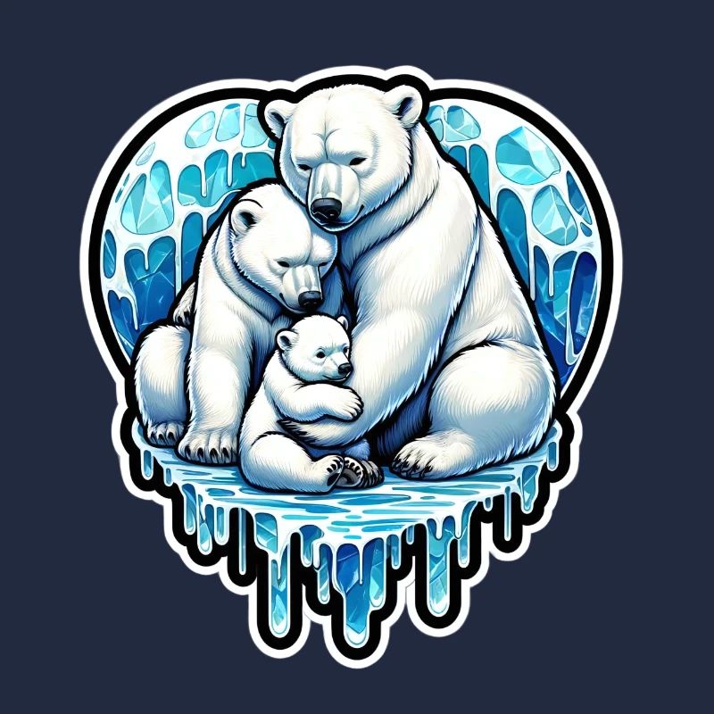 Familie Eisbär schmelzt Eis