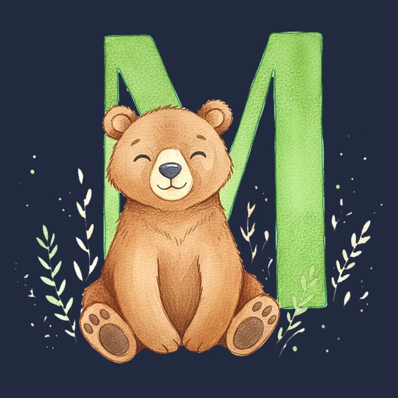 Ours devant le vert M – style aquarelle