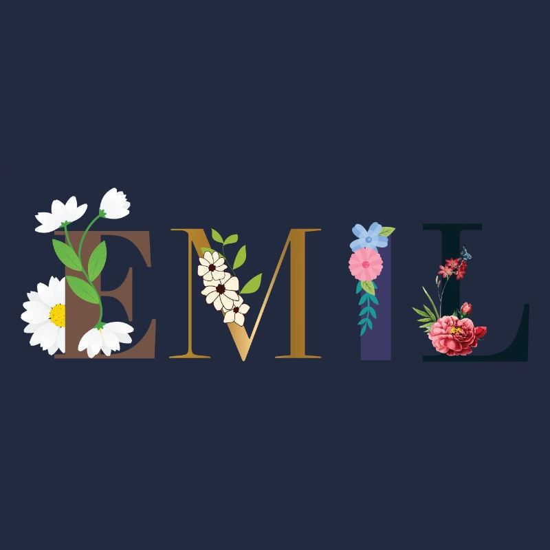 Le nom d’EMIL décoré de fleurs