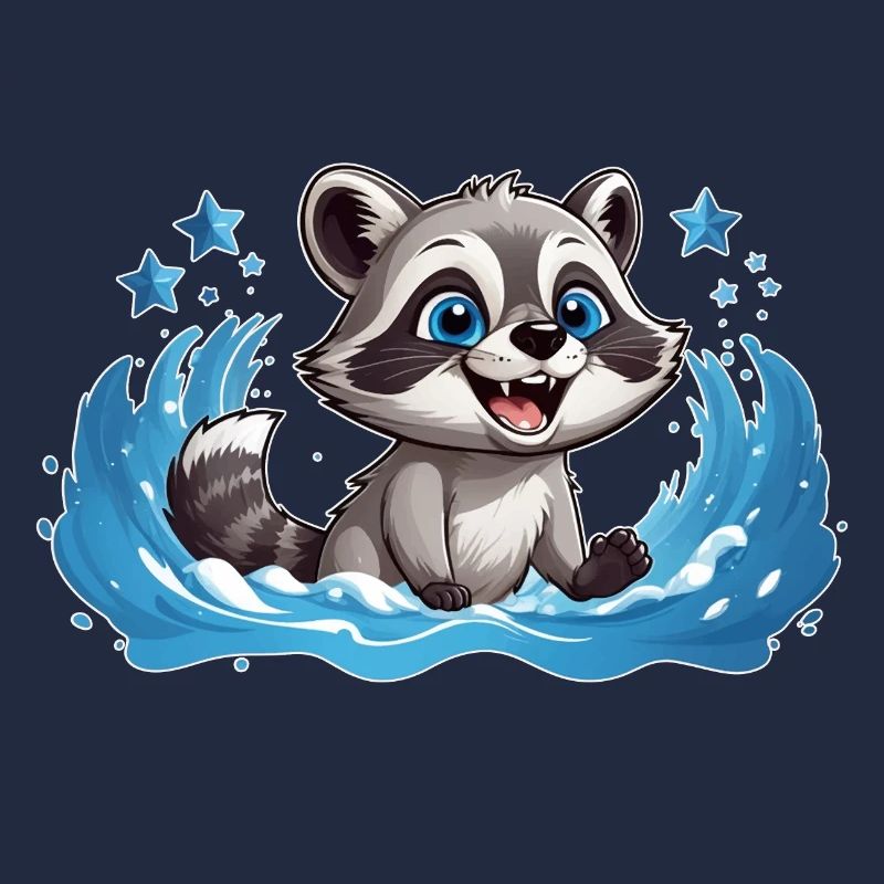 Kleiner Waschbär beim Planschen