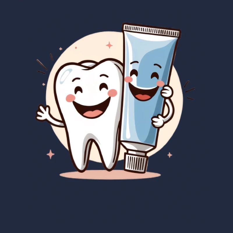 Smiling tooth with toothpaste