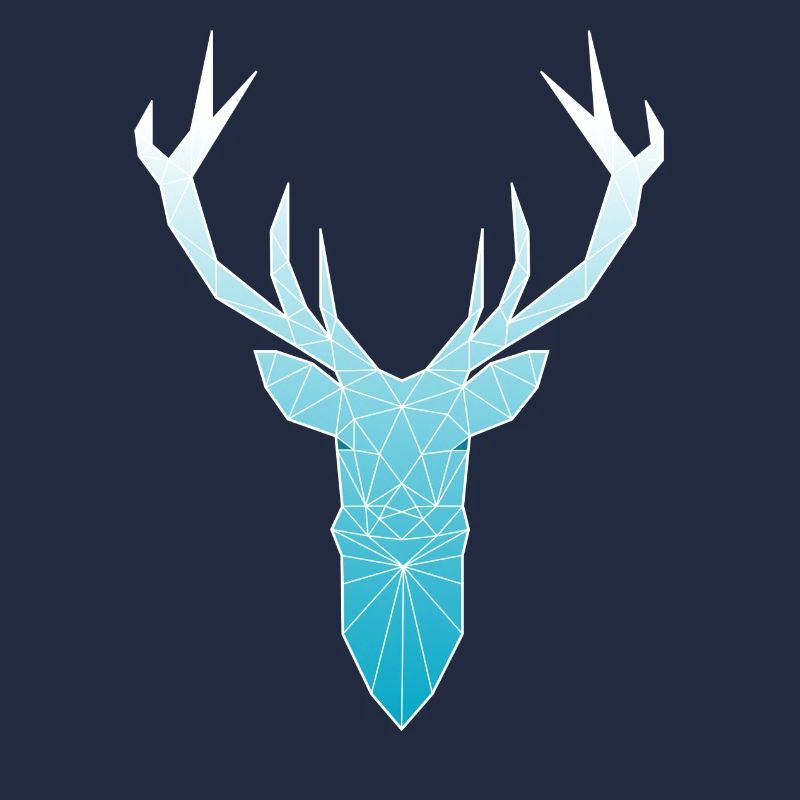 Deer head in triangle design (light blue)