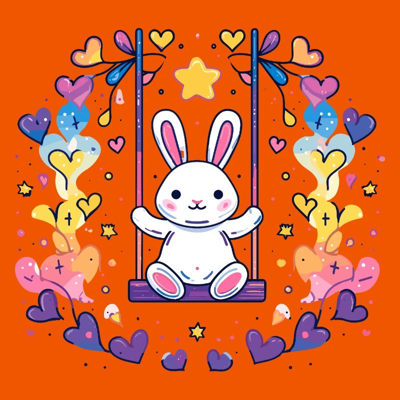 Design joyeux de balançoire de lapin