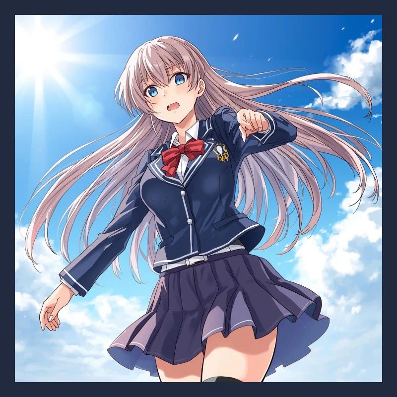 Écolière dans un ciel bleu