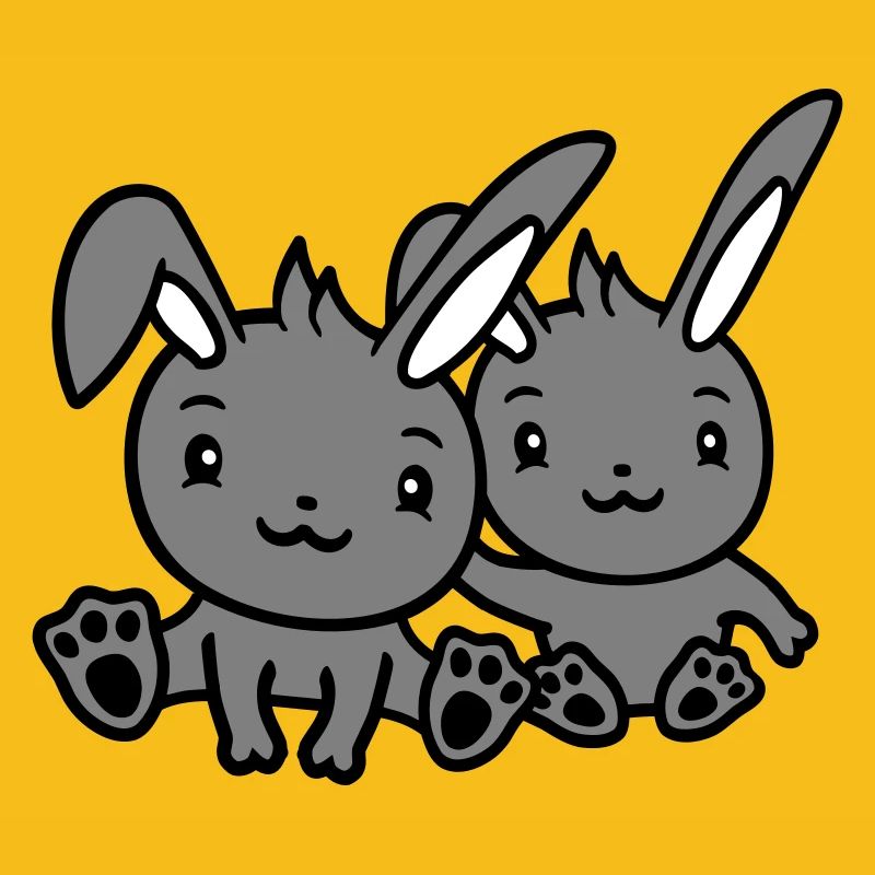 2 Hasen Freunde Team Crew Paar Zwei Glückliche