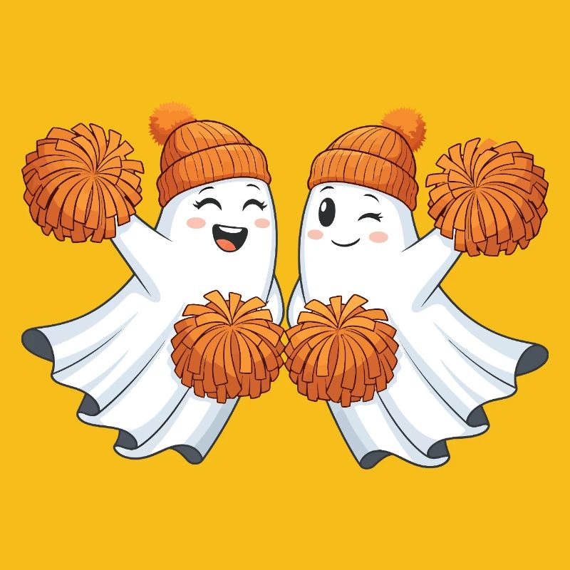 Fantômes mignons avec des pompons