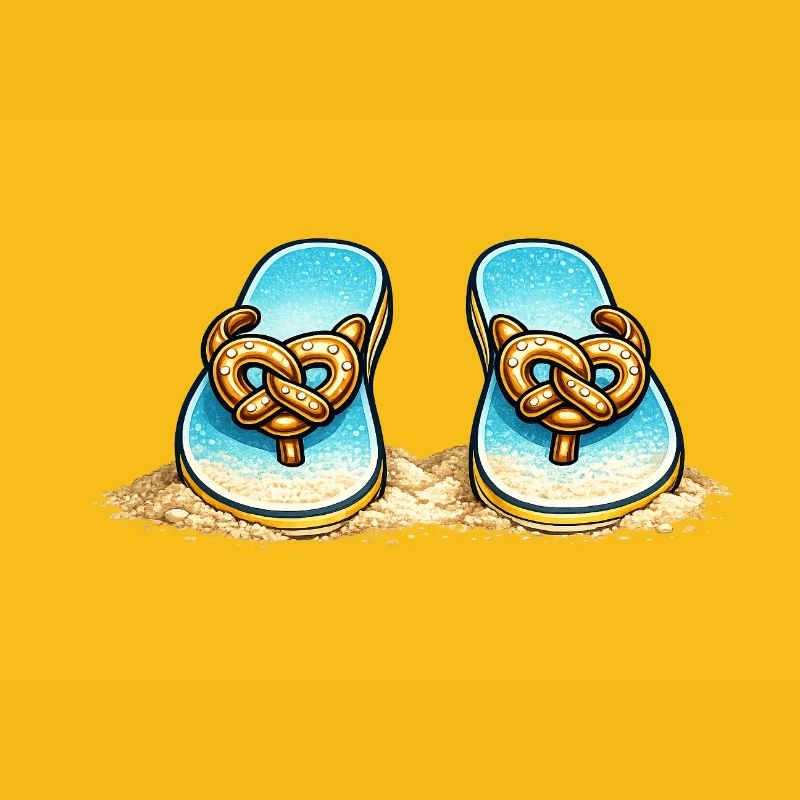 Blue Pretzel Bow Beach Flip-Flops