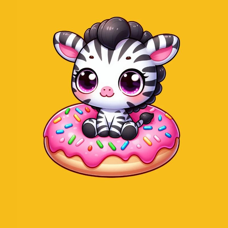 Cute Zebra Donut Dessert Funny Comic