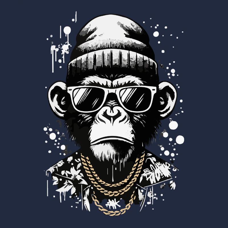 Singe cool avec style de rue et chaînes