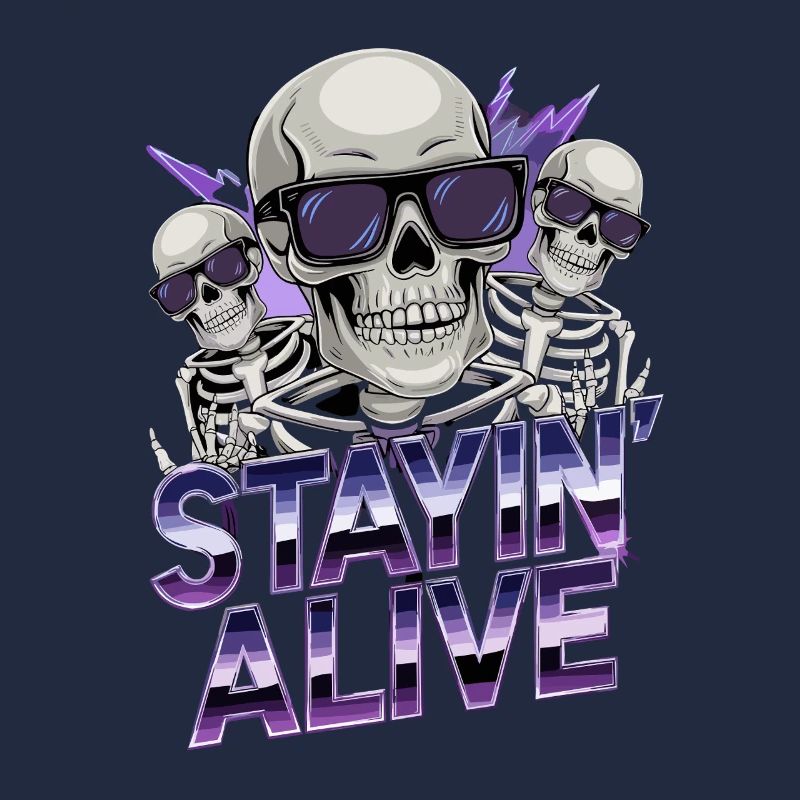Stayin Alive Skeleton Retro Disco 70s