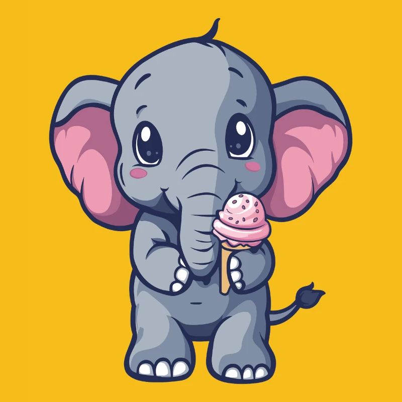 Kleiner Elefant Eiscreme Freund