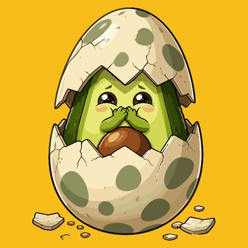 Avocado chicks from eggshell