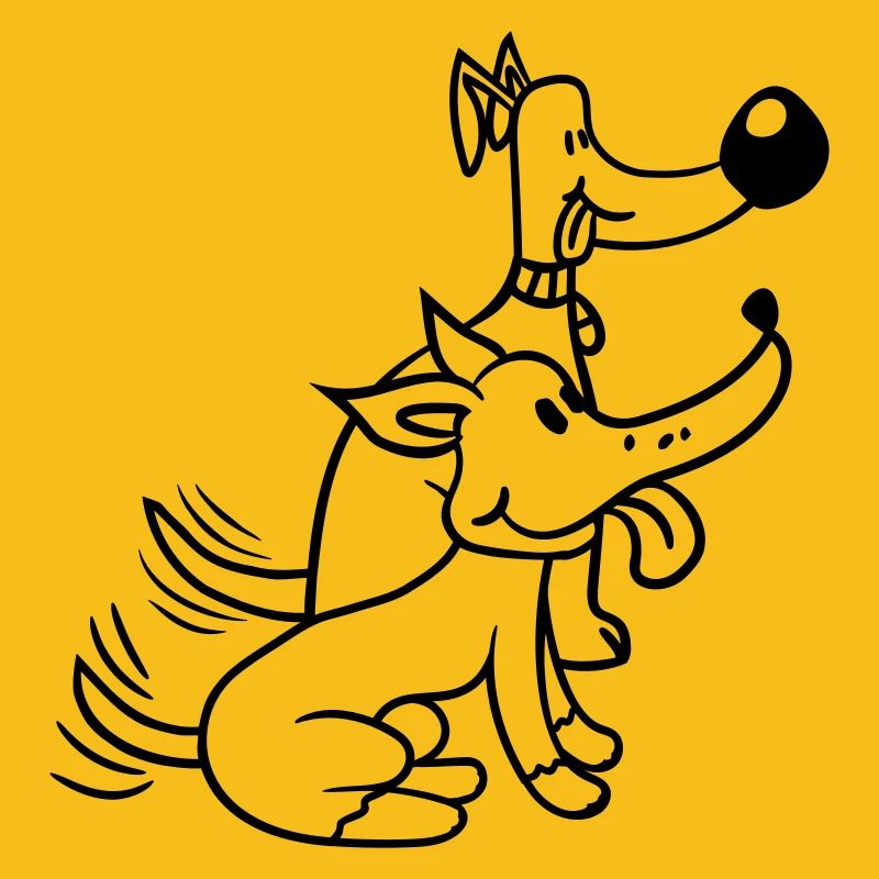 2 chiens équipe deux amis queue wiggle équipage