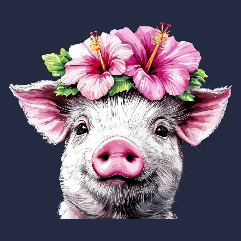 Cochon à couronne d’hibiscus