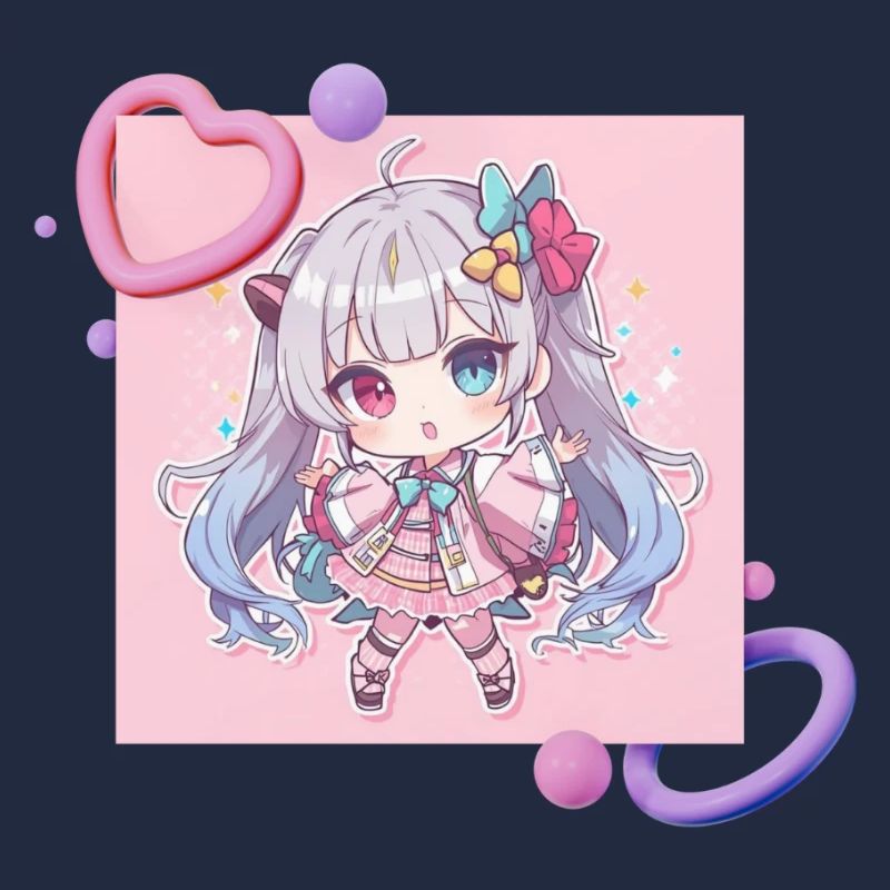 Accent en cœur chibi pastel