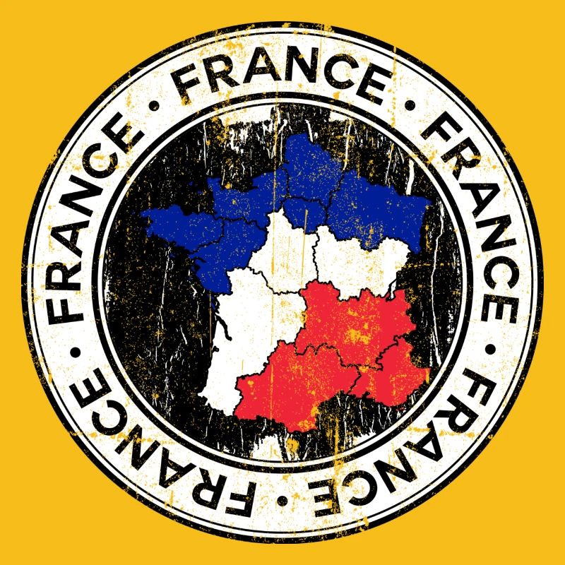 France Map Tricolor Circular Patch