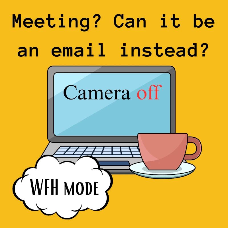Treffen lustige WFH ändern Computermodus Arbeit.