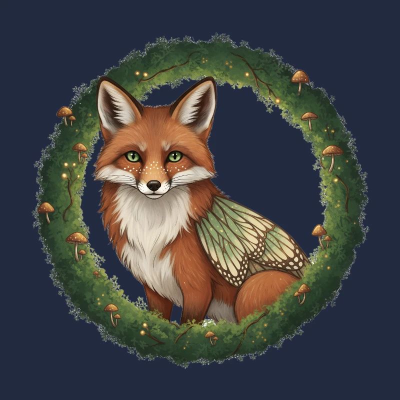 Fox Forest Wreath Illustration