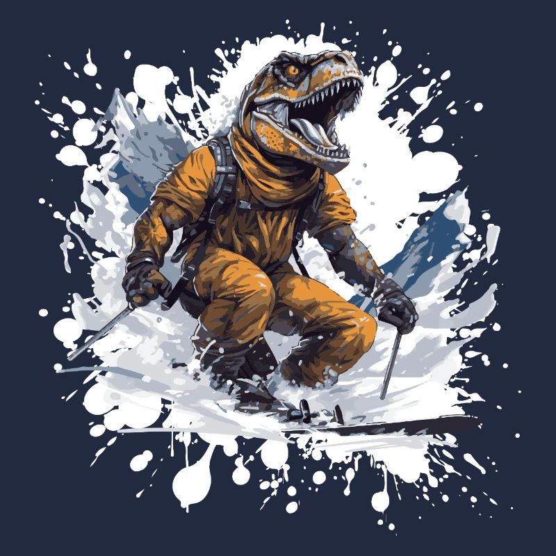 Dinosaur T Rex Ski Skiing